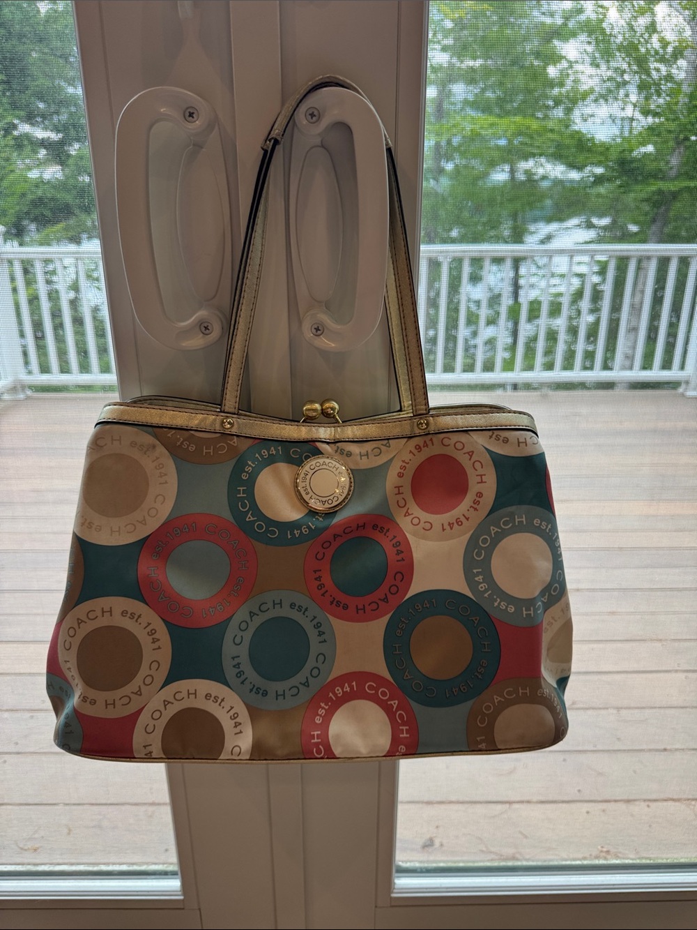 Coach soho sateen kisslock shoulder bag purse F19216